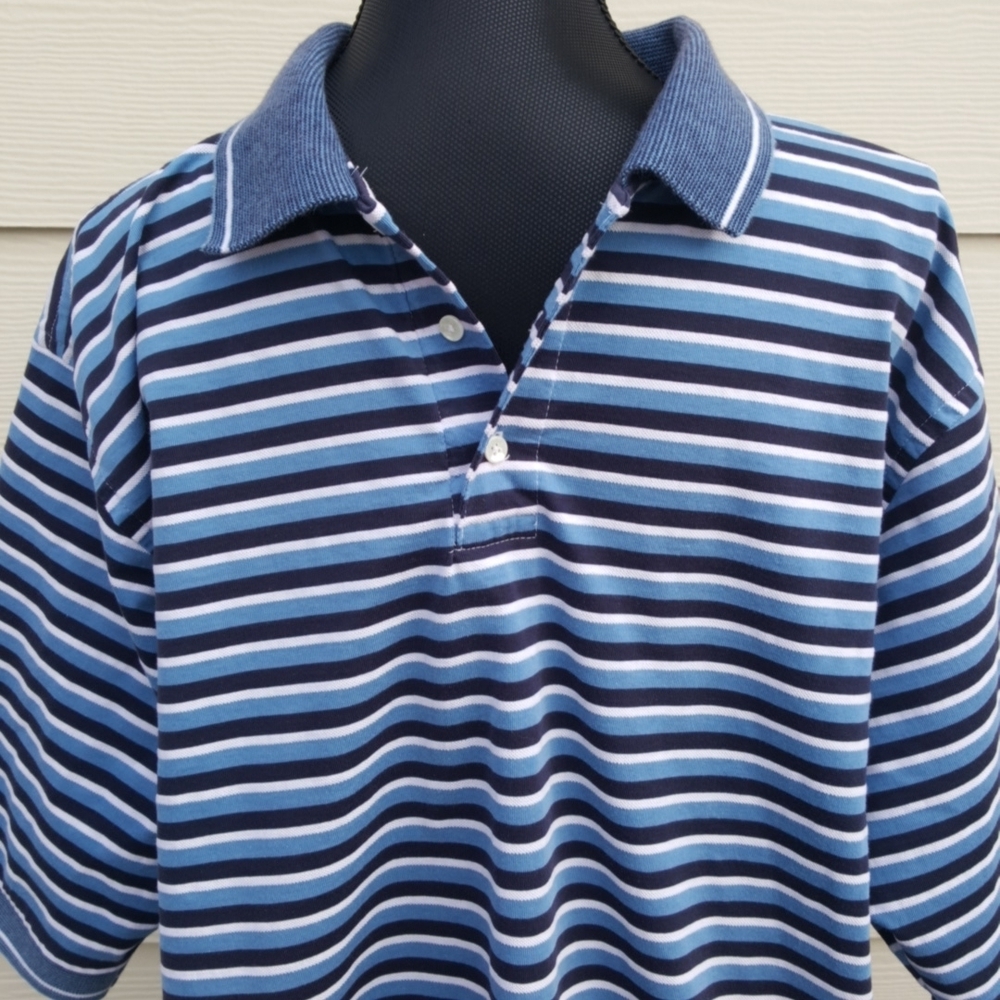 GLEN GATE (USA) Striped Men's Cotton Polo Golf Shirt (XL)